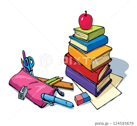 Vector school still life. A stack of books Vector school still life. A stack of books 124583679