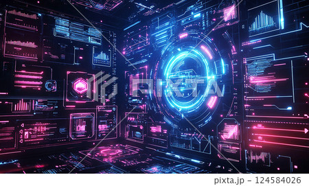 近未来のデータUI画面 近未来のデータUI画面 124584026