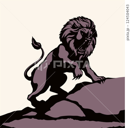 Vector drawing. An angry lion 124584043