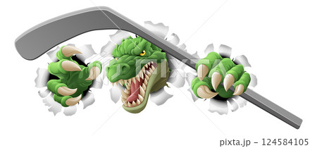 Crocodile Dinosaur Alligator Hockey Sports Mascot 124584105