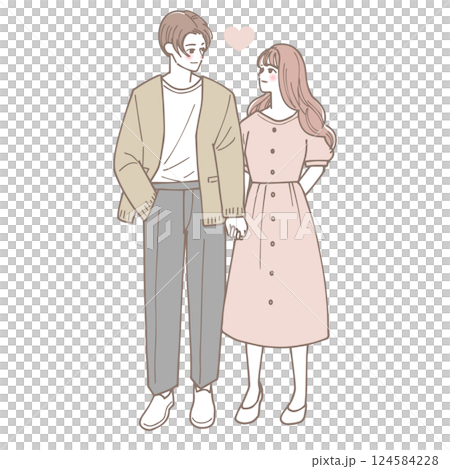 Illustration of a couple holding hands 124584228