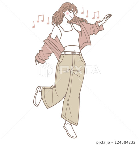 ダンスを踊っている女性のイラスト 124584232