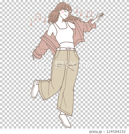 ダンスを踊っている女性のイラスト 124584232