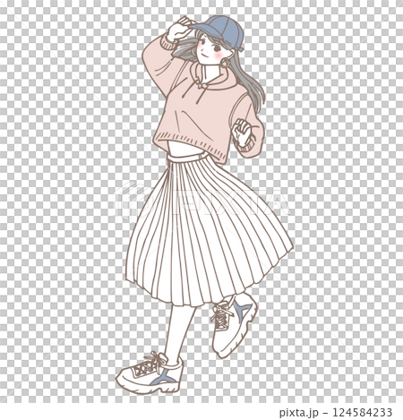 Illustration of a stylish woman dancing 124584233