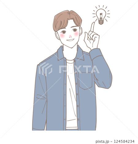何かを思いついた男性のイラスト 124584234