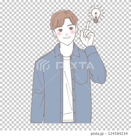 何かを思いついた男性のイラスト 124584234
