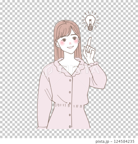 何かを思いついた女性のイラスト 124584235