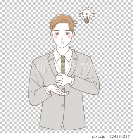 何かを思いついたビジネスマンの男性のイラスト 何かを思いついたビジネスマンの男性のイラスト 124584237