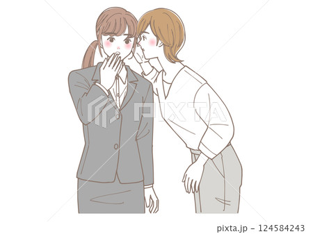 内緒話をしている女性たちのイラスト 内緒話をしている女性たちのイラスト 124584243