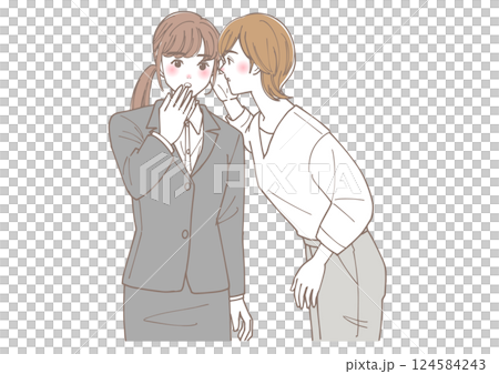 内緒話をしている女性たちのイラスト 内緒話をしている女性たちのイラスト 124584243