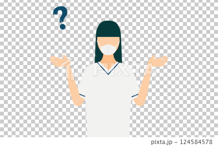 A simple illustration of a long-haired female nurse having a question A simple illustration of a long-haired female nurse having a question 124584578
