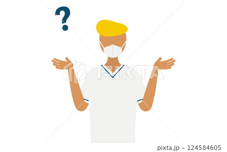 リーゼントの男性看護師が疑問を持つシンプルなイラスト リーゼントの男性看護師が疑問を持つシンプルなイラスト 124584605