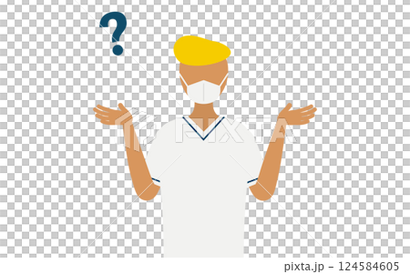 リーゼントの男性看護師が疑問を持つシンプルなイラスト リーゼントの男性看護師が疑問を持つシンプルなイラスト 124584605