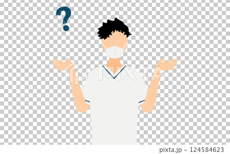 A simple illustration of a black-haired male nurse having a question A simple illustration of a black-haired male nurse having a question 124584623