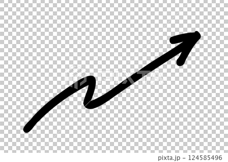 Hand-drawn, squiggly arrow rising to the right - Vector - Black Hand-drawn, squiggly arrow rising to the right - Vector - Black 124585496
