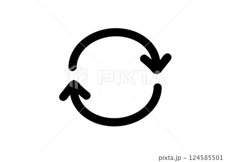 手書きの回転矢印 リロードアイコン　黒　ベクター 124585501