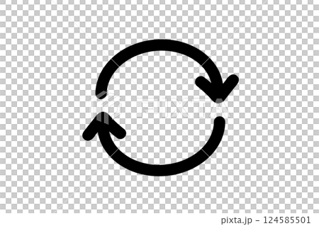 手書きの回転矢印 リロードアイコン　黒　ベクター 124585501