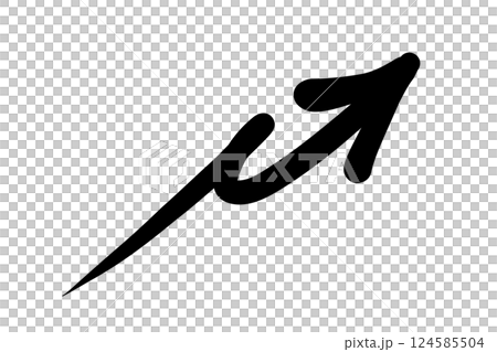 A hand-drawn arrow with jagged edges pointing upwards. Vector. Black 124585504