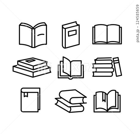Book Icons Set, Book Icons Set on Isolated White Background 124585659