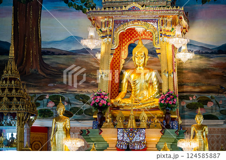 Wat That Thong in Bangkok, Thailand with beautiful sky background. Wat That Thong or Phra Aram Luang is a royal temple. Wat That Thong in Bangkok, Thailand with beautiful sky background. Wat That Thong or Phra Aram Luang is a royal temple. 124585887