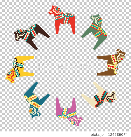 色彩繽紛可愛的達拉馬向量插圖集(圓形) 色彩繽紛可愛的達拉馬向量插圖集(圓形) 124586074