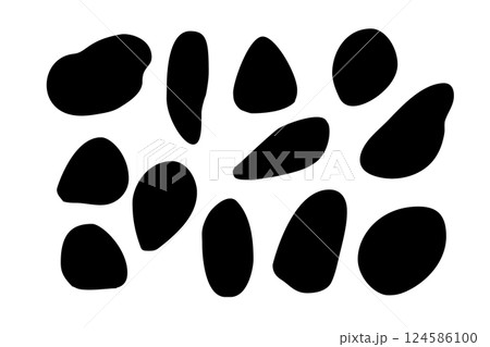 Bundle of black abstract organic shape blots isolate on white background Bundle of black abstract organic shape blots isolate on white background 124586100