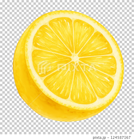 Watercolor illustration of a very juicy lemon in cross section Watercolor illustration of a very juicy lemon in cross section 124587167