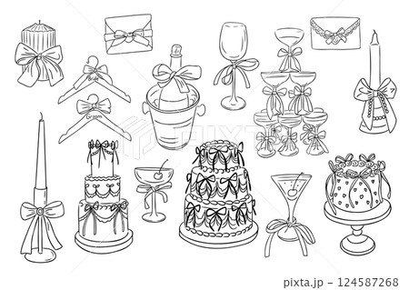 Hand-drawn vector illustration of wedding items Hand-drawn vector illustration of wedding items 124587268