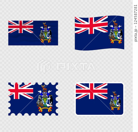 South Georgia and the South Sandwich Islands national flag in four different styles. 124587281