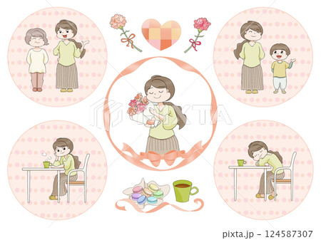 母の日イラストセット 124587307