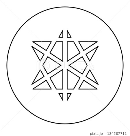 Metatron cube Sacred geometry icon in circle round black color vector illustration image outline contour line thin style 124587711