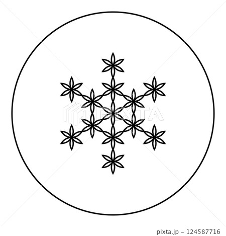 Flower of life Sacred geometry icon in circle round black color vector illustration image outline contour line thin style 124587716