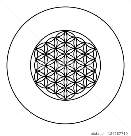 Flower of life Sacred geometry icon in circle round black color vector illustration image outline contour line thin style Flower of life Sacred geometry icon in circle round black color vector illustration image outline contour line thin style 124587719