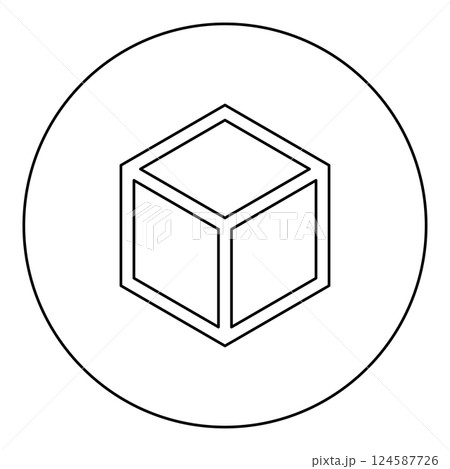 Hexagedron Sacred geometry symbol icon in circle round black color vector illustration image outline contour line thin style Hexagedron Sacred geometry symbol icon in circle round black color vector illustration image outline contour line thin style 124587726