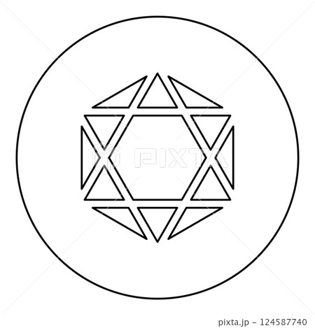 Octagedron icosahedron sacred geometry symbol icon in circle round black color vector illustration image outline contour line thin style 124587740