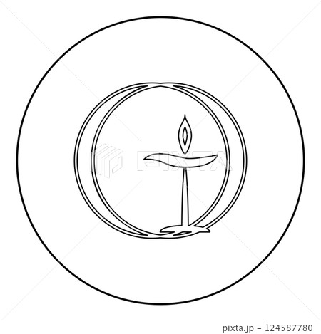 Flaming chalice symbol Unitarian universalism concept icon in circle round black color vector illustration image outline contour line thin style Flaming chalice symbol Unitarian universalism concept icon in circle round black color vector illustration image outline contour line thin style 124587780