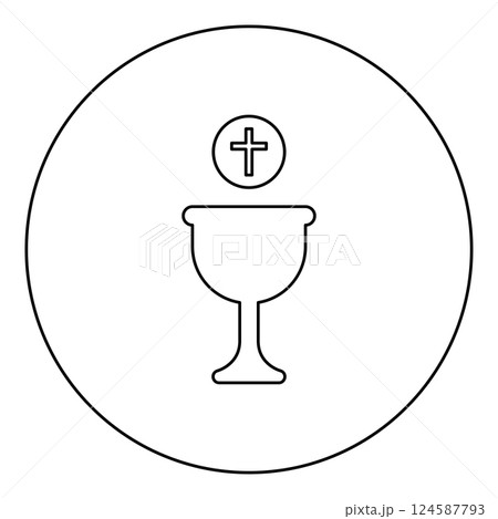 Corpus christi holy communion icon in circle round black color vector illustration image outline contour line thin style 124587793