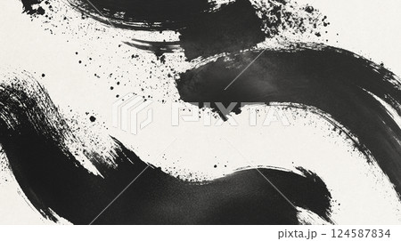 和風背景素材 毛筆で描いたような躍動感のある線 和風背景素材 毛筆で描いたような躍動感のある線 124587834
