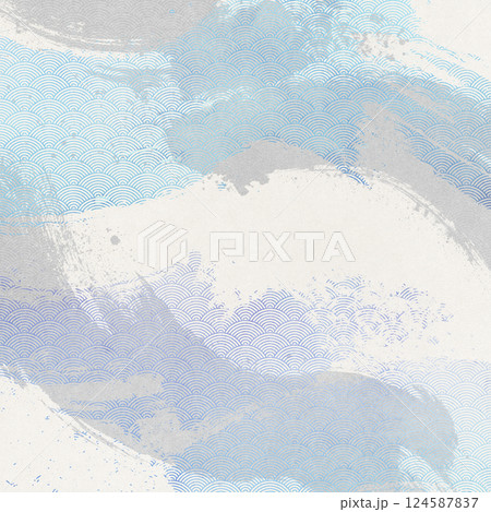 和風背景素材 毛筆で描いたような躍動感のある線 和風背景素材 毛筆で描いたような躍動感のある線 124587837