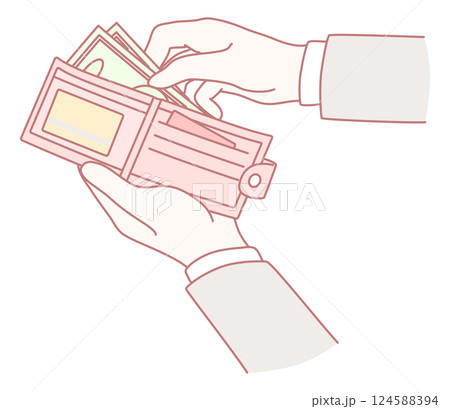 Hands Firmly Grasping An Open Wallet That Contains Both Cash And Various Credit Cards 124588394