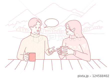 A Heartfelt and Candid Conversation Between Two Longtime Friends Amidst Beautiful Nature 124588402