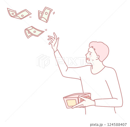 Illustration Depicting a Frustrated Individual Experiencing a Loss of Money in Their Finances 124588407