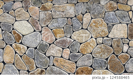 Abstract background with a stone wall. A modern stone fence. Abstract background with a stone wall. A modern stone fence. 124588465