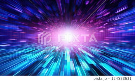 Pixel Vortex Digital Computer Graphics Pixel Background - 1990s Nostalgia, Technology Fusion in Blue and Pink Palette.. created with Generative AI 124588631