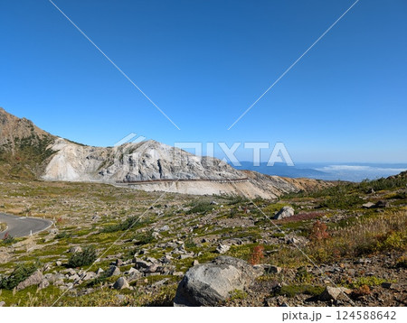 磐梯吾妻スカイライン 浄土平付近の荒涼とした山容 124588642