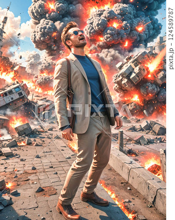 カオスな状況の男性 カオスな状況の男性 124589787