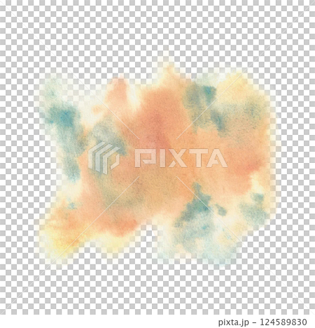 Watercolor abstract spots and splashes Green, yellow, grey, orange stains hand painted multi coloured blurry stains, brush stroke. Illustration Isolated from background Perfect texture for your design 124589830