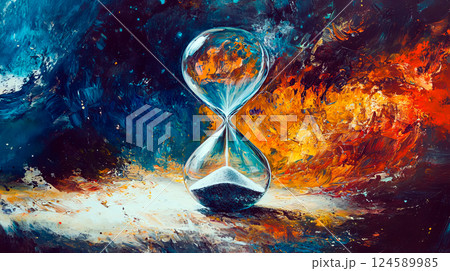 Hourglass as time passing concept for business deadline Hourglass as time passing concept for business deadline 124589985