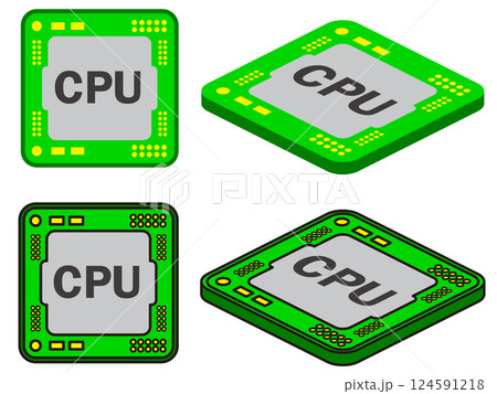 シンプルなCPUのイラスト素材セット 124591218
