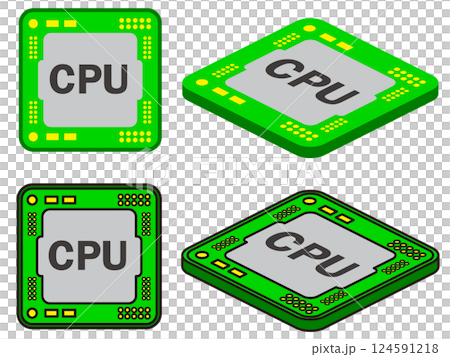 シンプルなCPUのイラスト素材セット 124591218